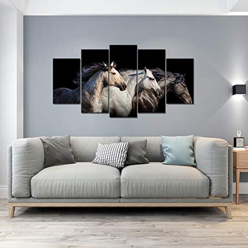 Levvarts Large 5 Piece Wall Art Running Horse Canvas Wall Art Wild Animal Picture Print On Canvas Modern Home Office Living Room Decoration Framed Ready To Hang #TOP3