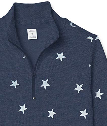Amazon Essentials Women's Long-Sleeve Lightweight French Terry Fleece Quarter-Zip Top, Navy Heather Star, X-Large