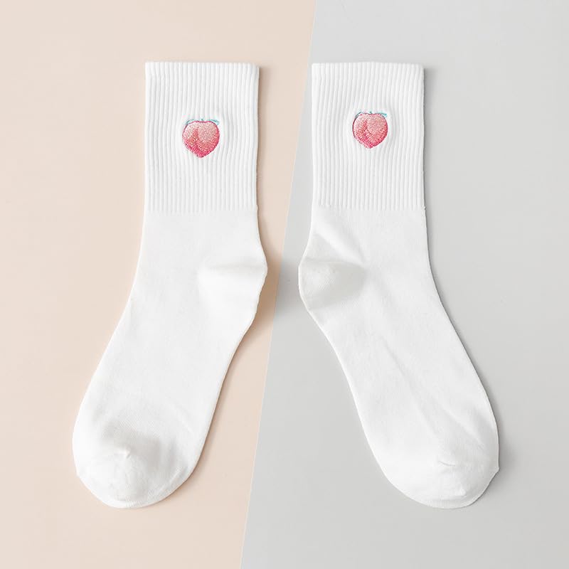 Fruit Socks Cute Socks for Women Crew Socks Cotton Embroidered Banana Avocado Strawberry 4-6pairs2