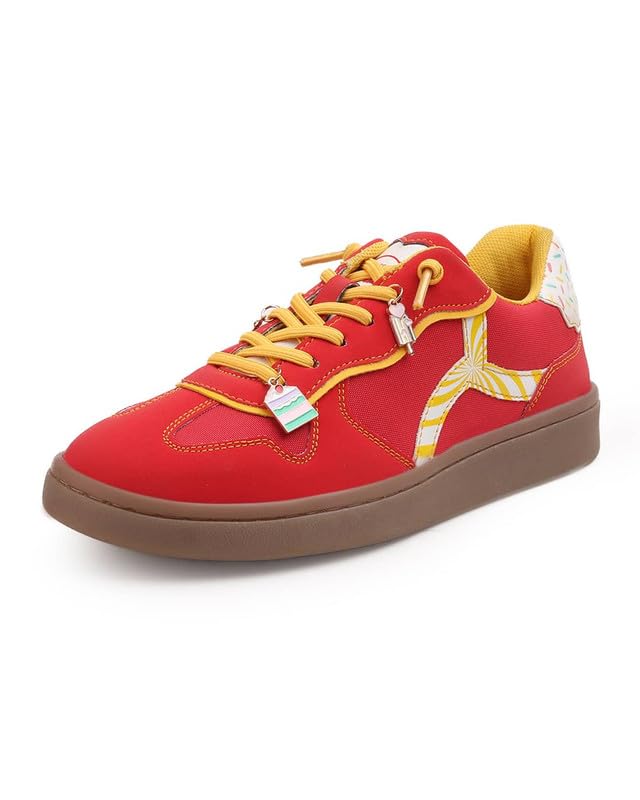 Image of Bacca Bucci Sugar Rush Women's Casual Sneakers | Lace-Up Low-Top | Mesh & Synthetic Upper | Playful Lace Charms | Grippy Rubber Cupsole | Walking