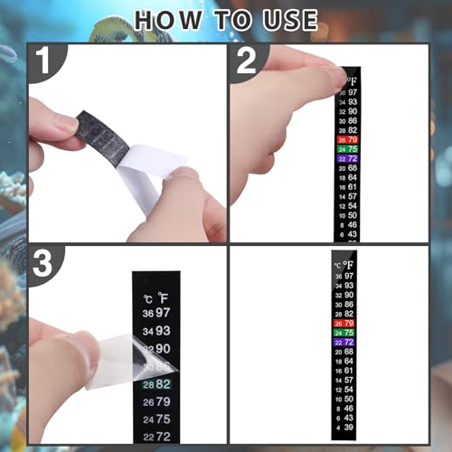 Image of 5PCS Aquarium Thermometer Strips,Fish Tank Thermometer Adhesive Sticker for Brewing Kombucha, Beer, Wine, Fish Tank,Digital Temperature Display 39-97F (4-36C) (5)