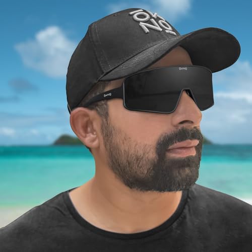 Image of Eyewearlabs OKNO | Polarized Sports Over-Sized Unilens Wrap-Around Branded Stylish Sunglasses For Men & Women | 100% UV Protection Shades | Cricket Sports Cycling Driving Trekking & More