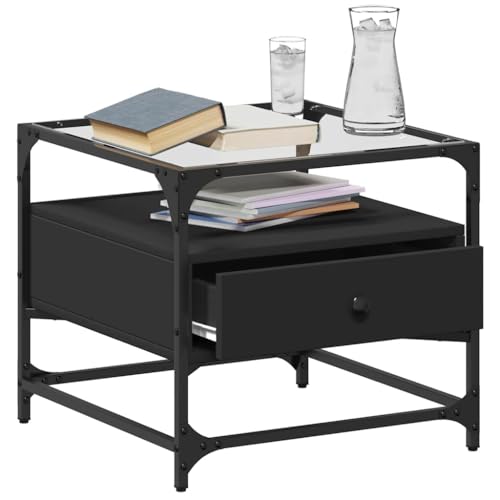Table basse design vintage en acier noir et verre trempé pour un intérieur raffiné - 4
