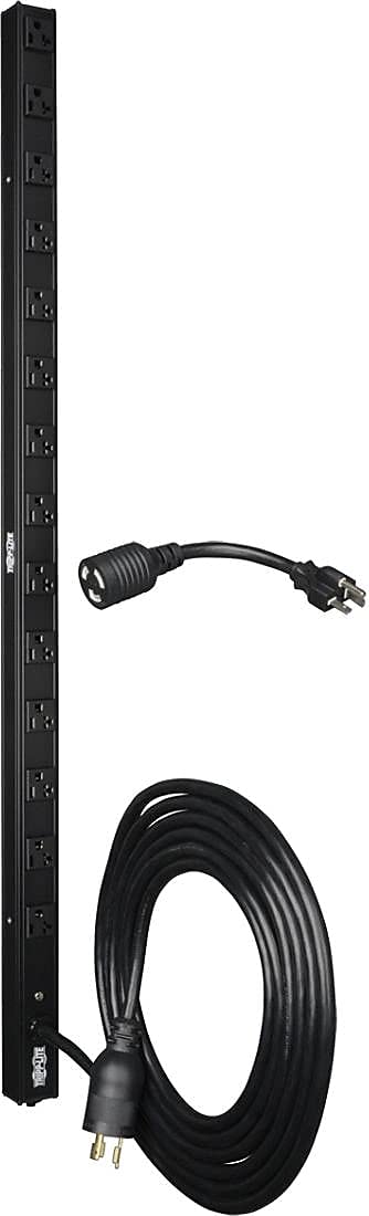 Tripp LiteBasic PDU, 20A, 14 Outlets (5-15/20R), 120V, L5-20P/5-20P Adapter, 15 ft. Cord, 0U Vertical Rack-Mount Power, 36 in. (PDUV20)