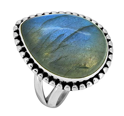 YoTreasure Emerald Green Beryl Ring Solid 925 Sterling Silver Gemstone Jewelry