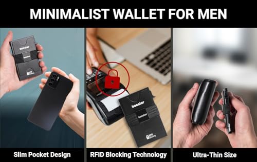 Image of Thin Aluminum Booster Wallet for Men, Durable Stretch Back Plate, Minimalist Metal Pop Up Wallet with RFID Lock, Holds 12+ Cards Plus Cash 1, One Size, Modern (Khaki Hunting)