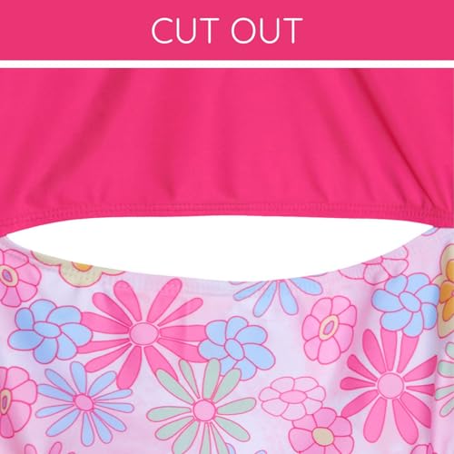 Barbie Big Girls UPF 50+ One Piece Bathing Suit Hot Pink 10-12 - image 4