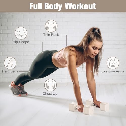 Image of Hezeyferg 22LB 26.4LB 30.8LB Adjustable Dumbbells Set, Adjustable Weight Dumbbells with Multiple Levels, Hand Weights Sets for Women /Men Home Gym Full Body Workout