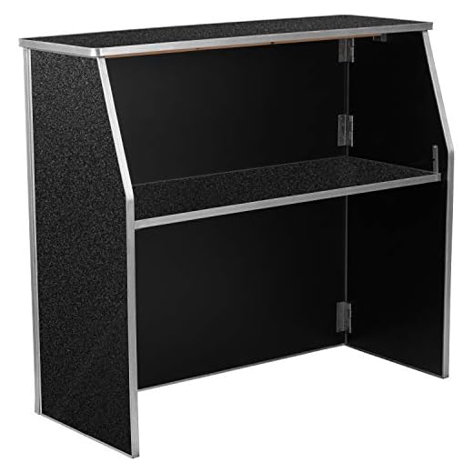 Flash Furniture 4' Black Marble Laminate Foldable Bar