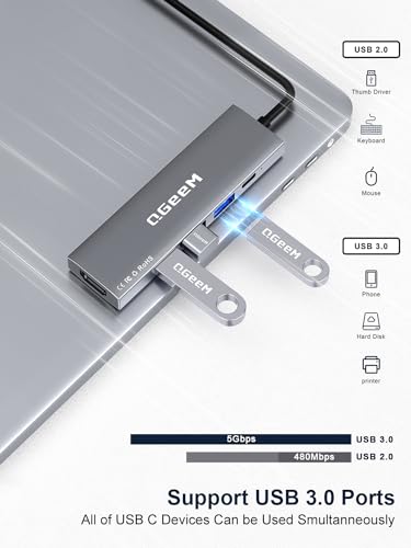 QGeeM USB C Hub 5 in 1 MultiPort to 4K HDMI Adapter, 3 USB-A Data Ports, 100W Power Delivery, USB C Dongle for MacBook Pro/Air, iPad Pro, iMac, iPhone 15 Pro/Pro Max, XPS, Thinkpad etc. - Thumbnail 5