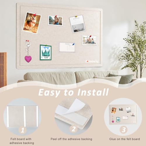 Image of Climberty Felt Bulletin Board 36x24 Inches, Self-Adhesive Vision Board with 50 Clear Push Pins for Photos, Notes, Planning, Office, Home & Classroom Decor (Light Camel)