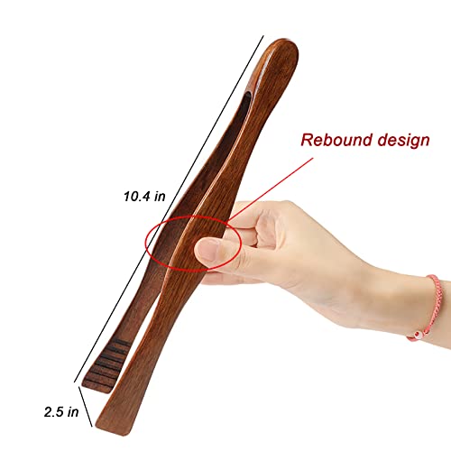 2 Pieces Wooden Toast Tongs 10.4" Reusable Long Natural Wood Cooking Tong Kitchen Utensils For Cooking And Holding Toast Cheese Bacon Muffin Fruits Bread Bbq #TOP4