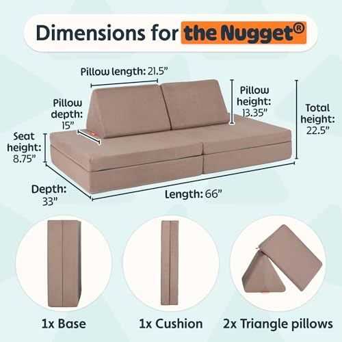 Image of Nugget - The Original Play Couch for Kids - Modular Foam Children's Sofa for Playroom, Imagination, & Creative Open Ended Play - Washable & Convertible Playroom Furniture, Cottontail