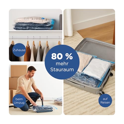 VZL Vakuumbeutel für Kleidung & Bettdecken – Vakuumbeutel Reise Set, Koffer Organizer, Kleidersack, Vacuum Bags for Clothing, Compression Packing Cubes, Wäschebeutel & Vakuumierbeutel (6er Pack)