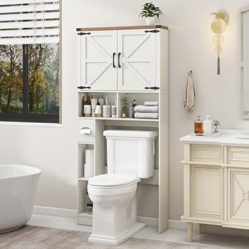 Over-The-Toilet-Storage-Cabinet-Farmhouse-Storage-Cabinet-Over-Toilet-with-2-Barn-Doors-Toilet-Paper-Holder-StandHome-Space-Saving-Toilet-Rack-for-Laundry-Restroom-Bathroom Over The Toilet Storage Cabinet Farmhouse Storage Cabinet Over Toilet with 2 Barn Doors Toilet Paper Holder StandHome Space Saving Toilet Rack for Laundry Restroom Bathroom