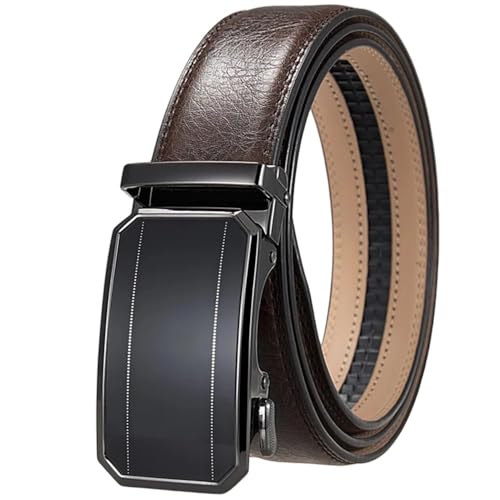 Men's Metal Automatic Buckle Business Belt, Reversible Dress Belt Aaaa 115CM