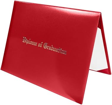 Diploma Cover 8.5x11 Inch Graduation Certificate Holder - Leather Folder with Imprinted for College Diplomas, Commencement, Office UseRed,1 Pack
