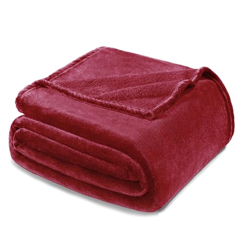 Exclusivo Mezcla Kuscheldecke Fleece Decke für Couch, Superweiche & Warme Sofadecke Wohndecke für Ganzjahreszeit, Plüsch & Leicht, 150 x 200 cm, Weinrot