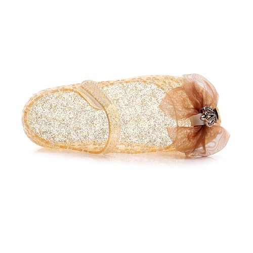 IWIHMIV Sandals for Girls Closed Toe Summer Non Slip Dress Shoes Summer Water Beach Rubber Sole Flat Bow Sandals4