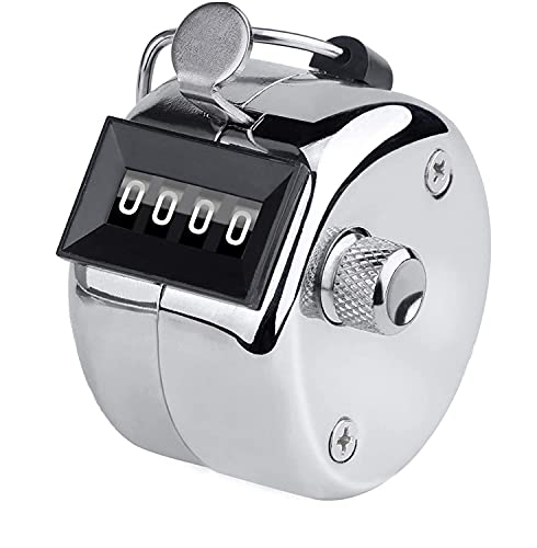 TEKEFT Compteur manuel en métal à 4 chiffres - Compteur mécanique - Compteur de main - Compteur de clics - Compteur de nombre pour les personnes - Pour le tricot et le crochet Cover