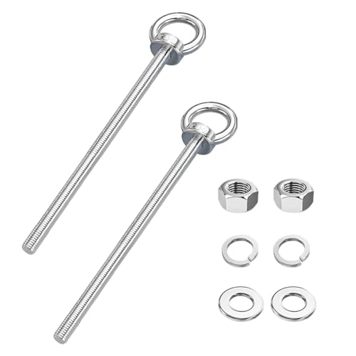 Pernos de ojo M10 en acero inoxidable robusto, herraje industrial con tuercas
