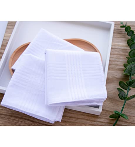 Mens White Cotton 100% Cotton Handkerchiefs Pack 3Pcs #TOP5