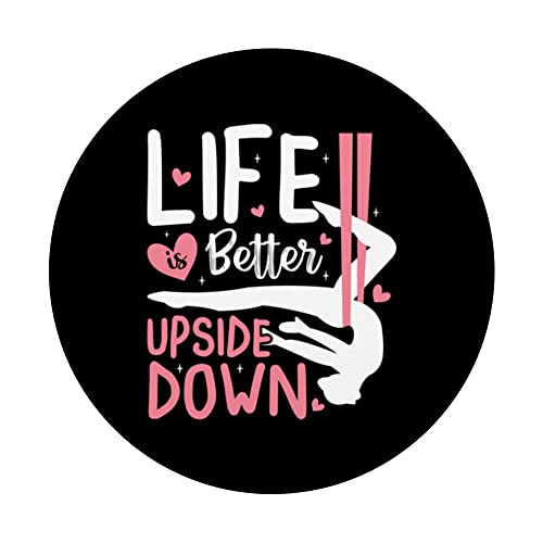 Life Better Upside Down Aerialist Aerial Silks Dancer Women PopSockets Swappable PopGrip, Black - Image 3