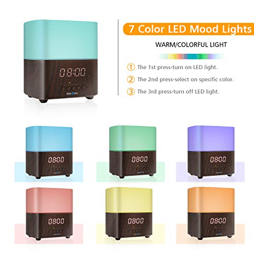 Alarm Clock Essential Oil Diffuser, Aromatherapy Diffuser With Bluetooth Speaker, Daroma 300Ml Scent Mist Fragrance Ultrasonic Room Humidifier,7 Color Mood Lights Home Office Gift Night Lamp,Dark Wood #TOP2