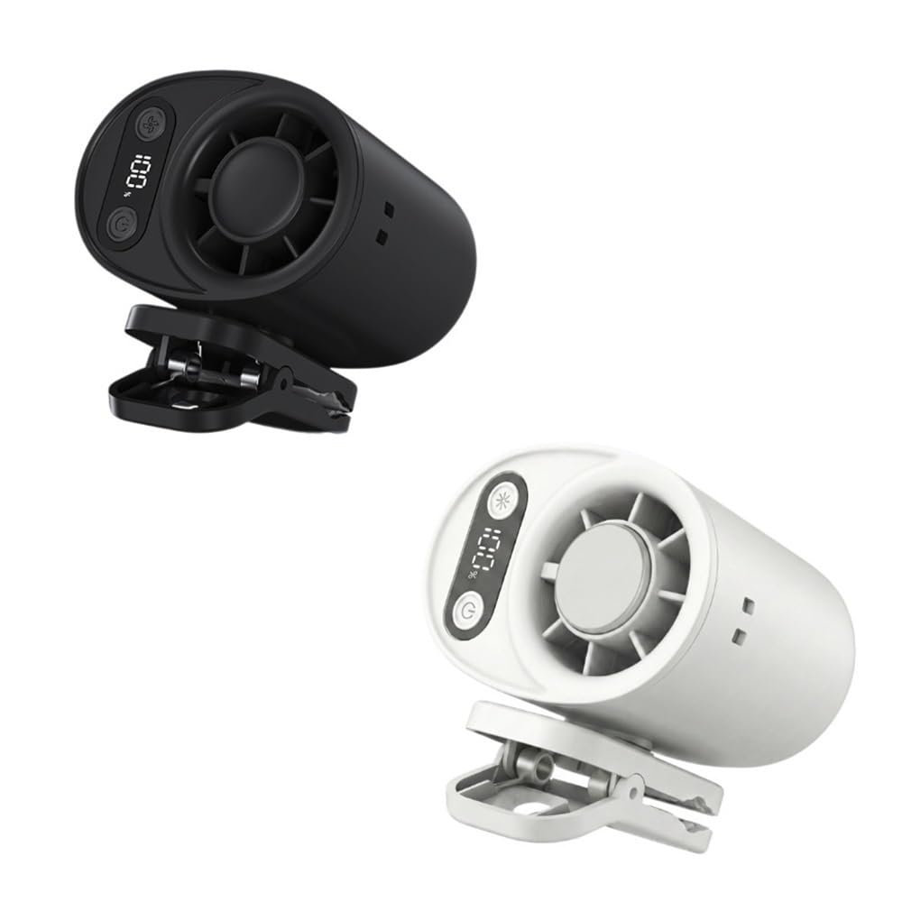 Ventola di raffreddamento a clip, display digitale intelligente, 100 velocità regolabili, portatile, USB, scrivania per casa, ufficio, auto (nero1 bianco1)