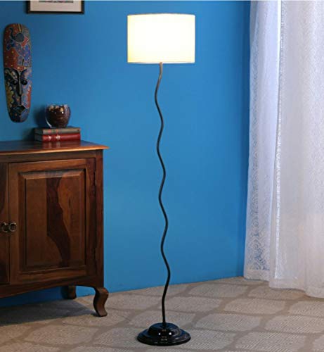 tu casa Elegant Floor Lamp with Off-White Cotton Shade & Black Metal Base | Standing Lamp for Living Room, Bedroom, Office & Home Décor (56 Inch)