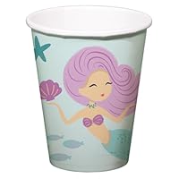 Folat 23926 Meerjungfrau Geburtstag Deko Blau mit Irisierende Glitzer - Becher - Mermaid Magic - 250 ml - 8 Stück - Nixe Partygeschirr für Meerjungfrauparty