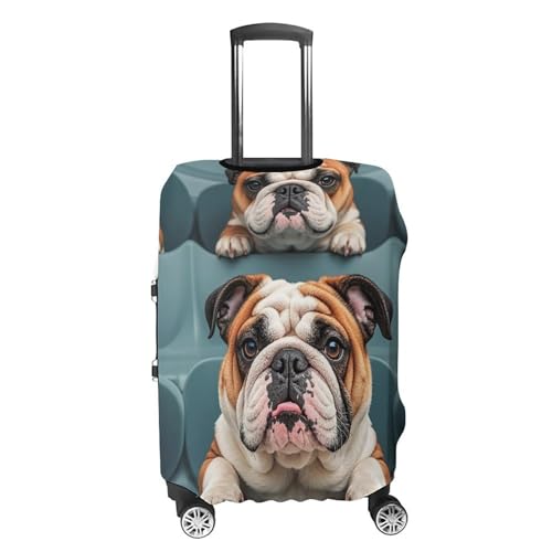 Funny English Bulldog Suitcase Covers Luggage Protector - Travel Elastic Baggage Case Protective, Washable Anti-scratch Large Suit Case Cover for Suitcases Fits 19-32 Inch Luggages M4