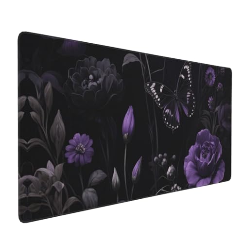 Tapis de souris de jeu floral foncé 90x40 cm antidérapant