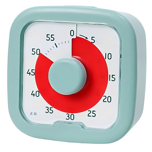 Kamiqiou タイマー 勉強 0~60分間 ポモドーロタイマー 学習 知育時計 じっかんタイマー こども 時っ感 ビジュアル 無音 キッチン オフィス 家庭 学校適用 ホワイト (ブルー)