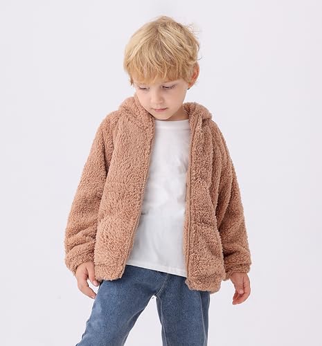 Feidoog Toddler Kids Fleece Hooded Jacket Coat with Ears Zipper Lightweight Long Sleeve Thick Warm Outerwear3
