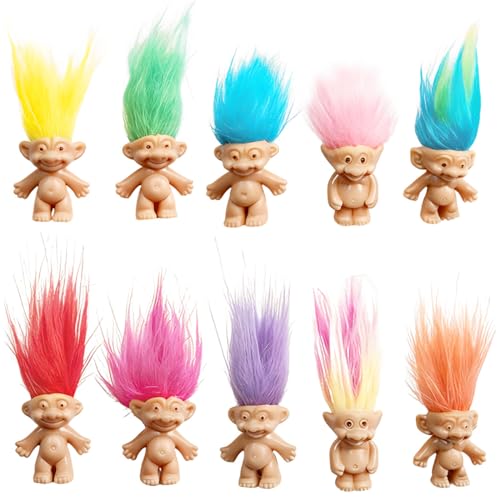 LAKJUOZ 10 Pièces Mini-Poupées Trolls,Trolls Vintage En Pvc,Poupée Porte-Bonheur,Mini-Figures...