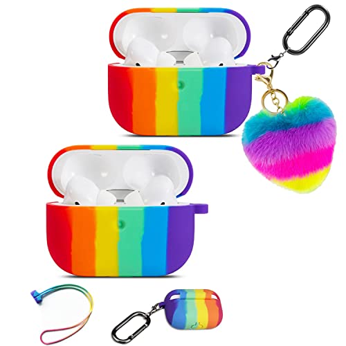 Cute Colorful Case For Airpods Pro,Airpods Pro Case For Women With Colorful Fur Ball Keychain #TOP21