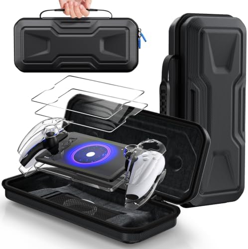 FYOUNG Tasche Zubehör für PlayStation Portal, Full Protection Bundle mit Schutz Glas Bildschirmschutz, klare Hülle, Hartschale Portable Reisetasche für PS5 Portal Remote Player