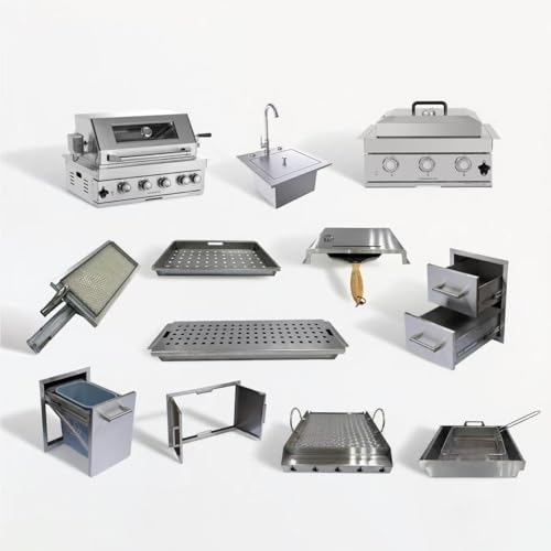 Tabaray 12PCS 32" Built - In Outdoor Kitchen System, 60000 BTU Stainless Steel BBQ Grill Island, Propane Gas Grill with Sink, Rotisserie Kit, Waste bin combo, Cabinets, Patio Backyard Cooking Station