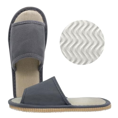 Zapatillas Hotel Para Hombres y Mujeres, eiHotel Portátil Pantuflas Invitados Dormitorio Blando Puede Reutilizar Zapatillas Interiores Antideslizantes, con Suelas de 12 mm de Espesor para Que Los Hués