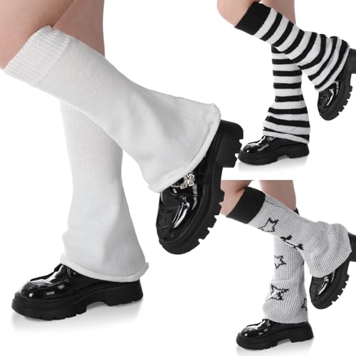 Image of 3 Pairs Women Leg Warmers Y2k Knitted Long Leg Warmers Halloween Gothic Lolita Accessories