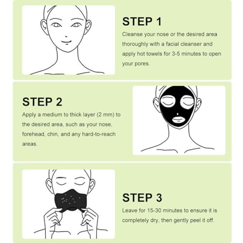 Blackhead Remover Mask, Bamboo Charcoal Peel Off Mask, Peel Off Face Masks, Purifying Pores, Deep Cleansing, For All Skin Types, For Men & Women, 100g - Image 3