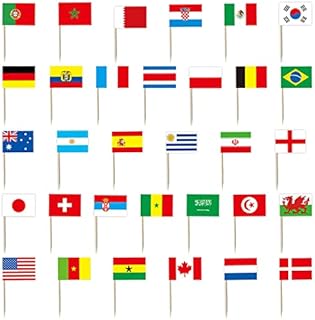96 Toothpick Flags, World Cup top 32, 32 Countries, Suitable for World Cup Parties, Restaurants, Bars, toothpicks with Flags