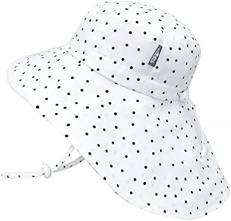 JAN & JUL Grow-with-Me Wide Brim Cotton Baby Beach Hat for Toddler 50+ UPF (M: 6-24 Months, Dots)
