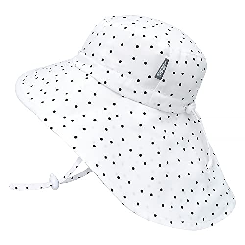 JAN & JUL Cotton Sun Protection Kids Beach Hat with Big Neck Flap (XL: 5-12 Years, Dots)