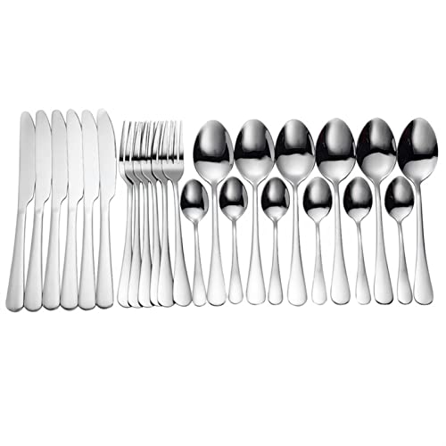 Juegos De Cubiertos Cubiertos De Espejo Juego De Cubiertos De Plata De 24 Piezas Juego De Vajilla De Acero Inoxidable Juego De Cucharas Vajilla Tenedores Cuchillos Cucharas Cubiert