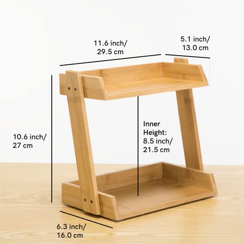 Gobam Bamboo Makeup & Countertop Organizer, Small - 2 Layer Cosmetics, Lipsticks, Jewelry, Brushes, Hair Accessories & Perfume Organizer For Dresser, Easy Assembly - Natural #TOP1