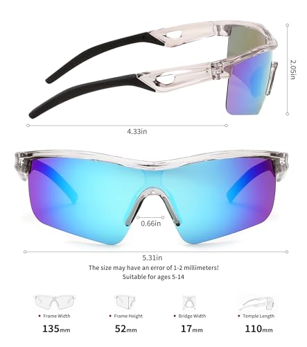 Image of FEISEDY Kids Polarized Sports Sunglasses, TR90 UV400 Baseball Cycling