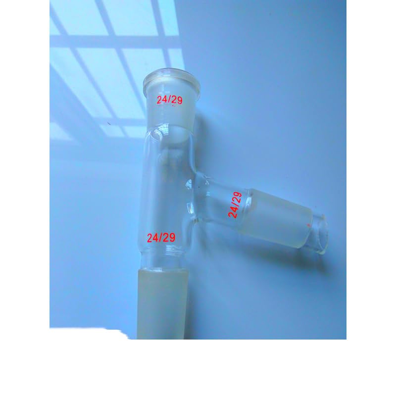 Adaptador de Vidrio de Tres vías 24/40, Curvado a 75 Grados, Cabezal de destilación, cristalería de Laboratorio