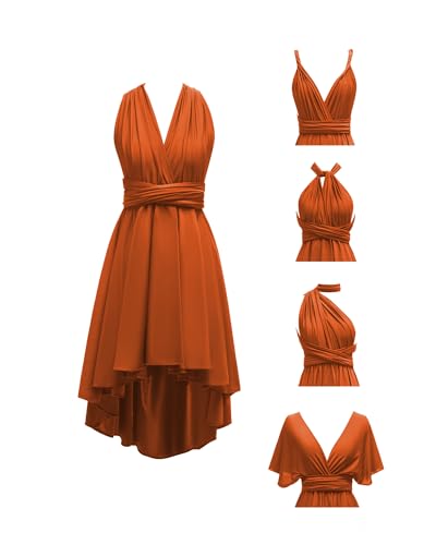 Image of Women's Short Convertible Dress with Bandeau High Low Infinity Bridesmaid Dresses Multi-Way Transformer Formal Dress